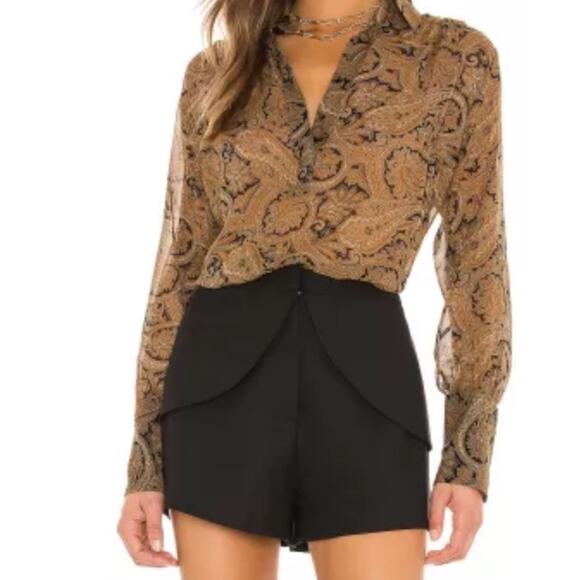 Nili Lotan Colleen Paisley Silk Popover Blouse Top Sz XS Seen On TV Uncoupled - Picture 7 of 16